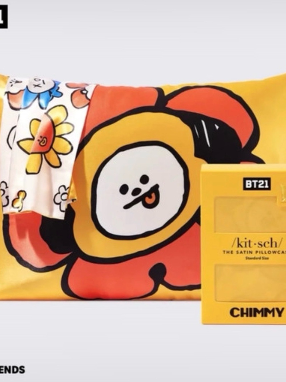 Kitsch BT21 Chimmy Yellow & Orange Satin King Pillowcase